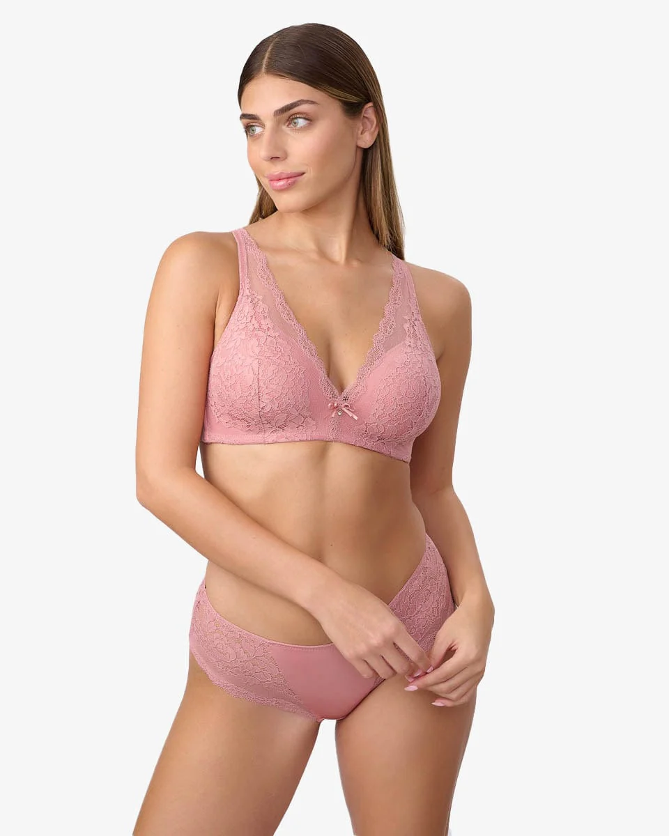 חזייה מרופדת ללא ברזלים בשילוב תחרה - Image 4
