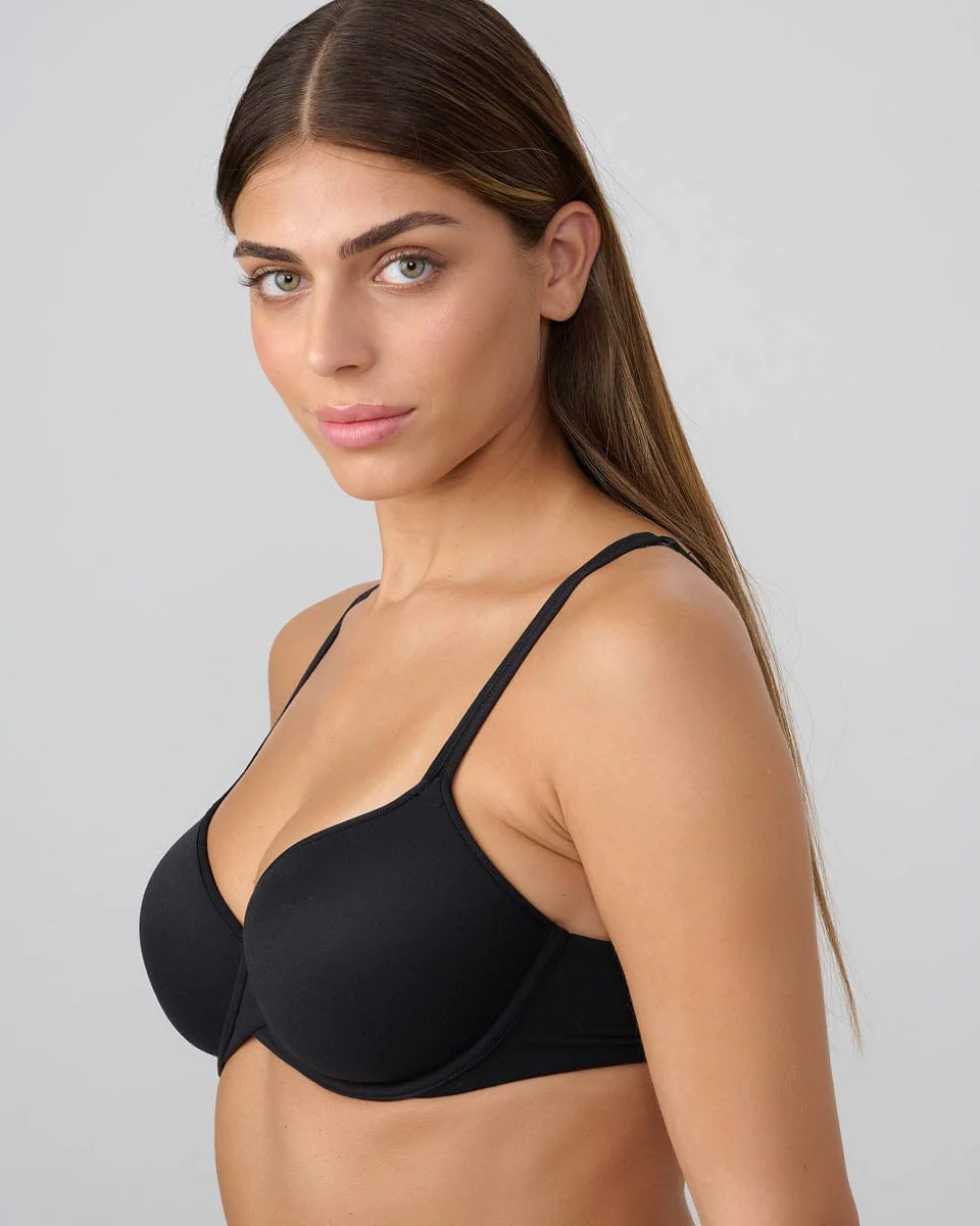חזיית בייסיק מרופדת עם ברזלים מבד רך ומוברש - Image 2