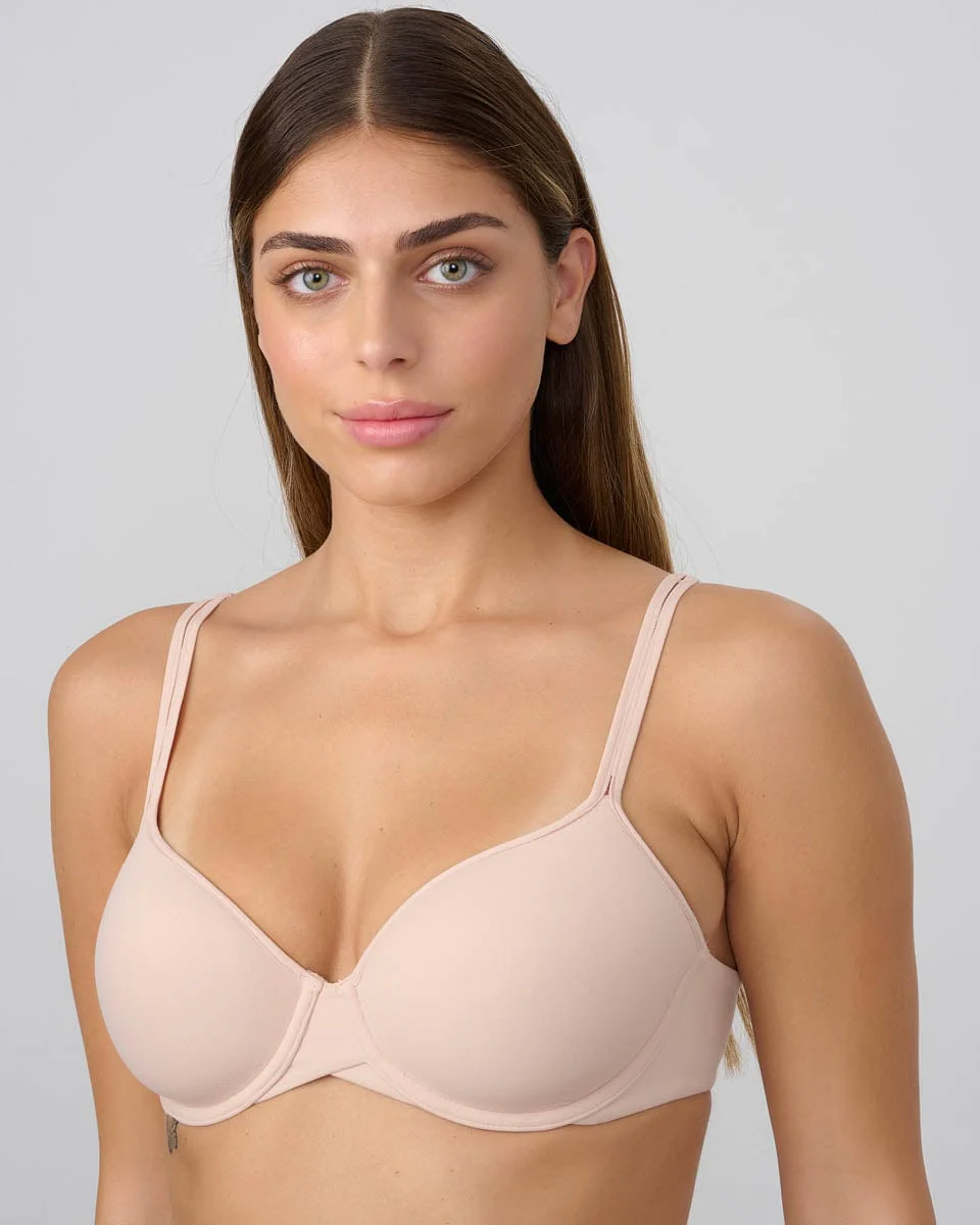 חזיית בייסיק מרופדת עם ברזלים מבד רך ומוברש - Image 2